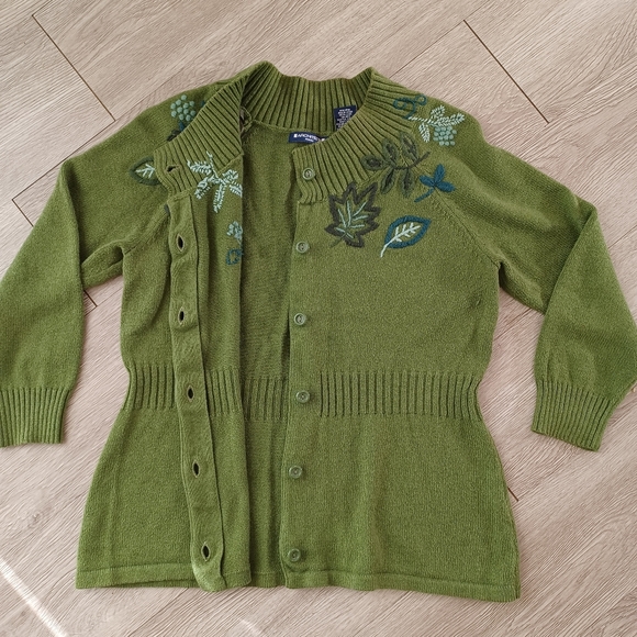 Architect Embroidered Cotton Wool Blend Button Down Cardigan Sweater - Picture 13 of 14